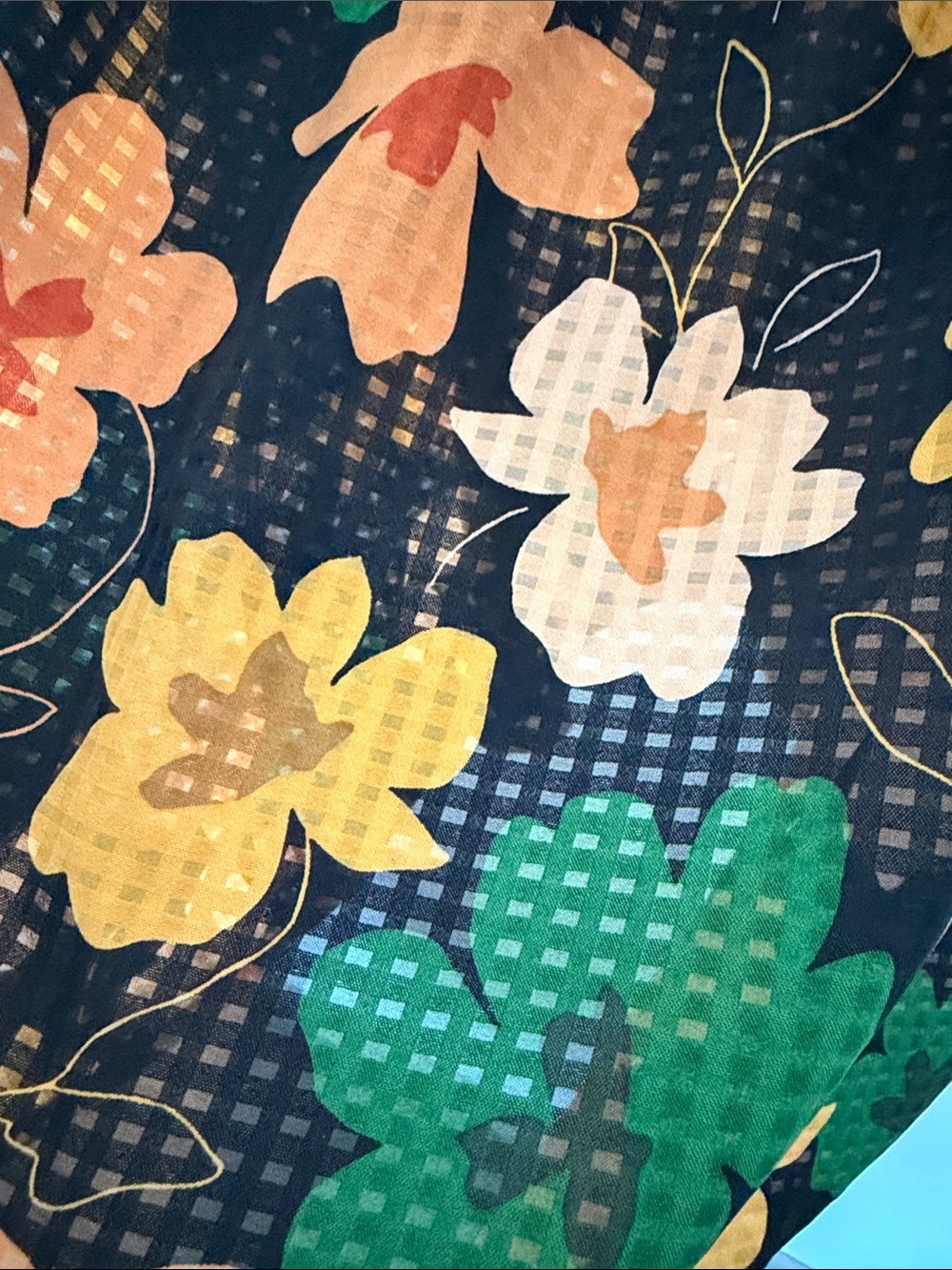 Who What Wear Black Floral Smocked Tank Top with Green & Yellow Flowers - Picture 5 of 8